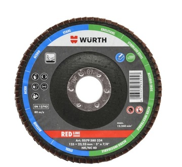 WURTH TARCZA LISTKOWA LAMELKA STAL/INOX 125MM G 80