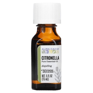 Aura Cacia, Pure Essential Oil, Citronella, Dispelling, 0.5 fl oz (15 ml)