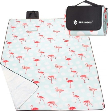 SPRINGOS Koc piknikowy, flamingi, 130 x 170 cm,