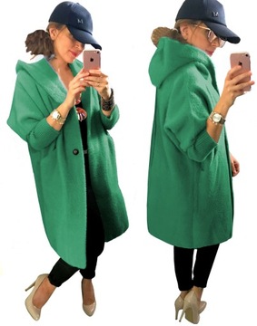ДЛИННОЕ ПАЛЬТО ИЗ АЛЬПАКИ С КАПЮШОНОМ, oversize, БЕЛОЕ