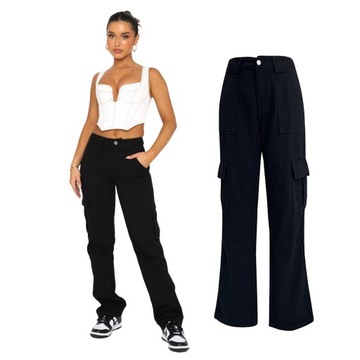 Stylowe Szerokie Spodnie Workwear Dla Kobiet Komfort, XXL