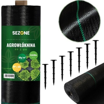 MOCNA AGROWŁÓKNINA AGROTKANINA 0,6x50m ANTYCHWASTOWA 90g PREMIUM UV SZPILKI