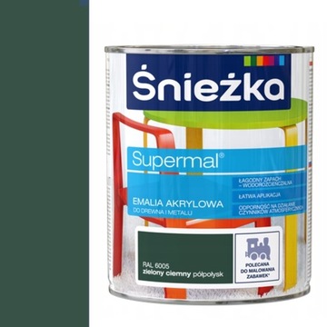 Emalia Akrylowa PÓŁPOŁYSK 800ml ZIELONY CIEMNY RAL 6005 Śnieżka