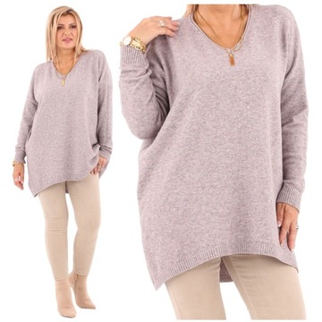 SWETER OVERSIZEOWY DUŻE ROZMIARY LUŹNY CIEPŁY ELEGANCKI PROSTY ELASTYCZNY