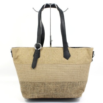 Duża torba shopper z tkaniny lnianej czarna Turbo Bags BLY-022