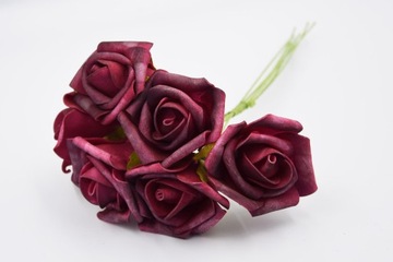 ПЕННЫЕ РОЗЫ, РОЗЫ, ЦВЕТЫ, 6 ШТ, бордовые