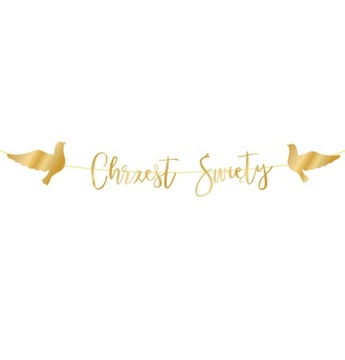 Baner Chrzest Święty złoty napis 150 cm