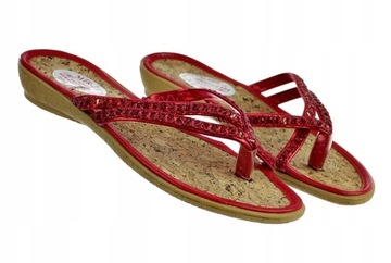 KLAPKI JAPONKI DAMSKIE CZERWONE CASUAL 6084 r. 37