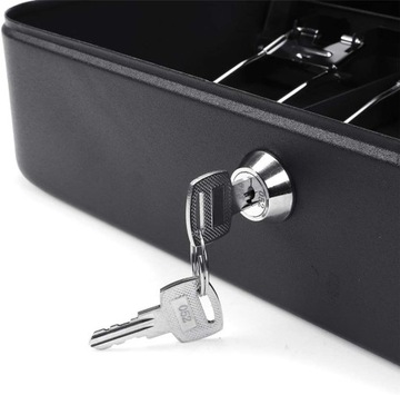 Металлический денежный ящик, банкноты, монеты, монеты, ключи от сейфа