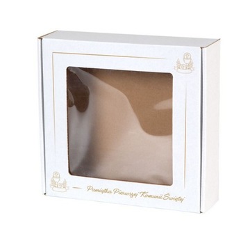 BIAŁE Pudełko z OKIENKIEM 200x200x50mm Pudełko na Prezent na KOMUNIE