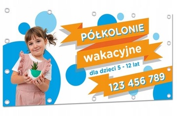 BANER REKLAMOWY 2x1m BANER Z WYDRUKIEM półkolonie dla dzieci kolonie WZORY