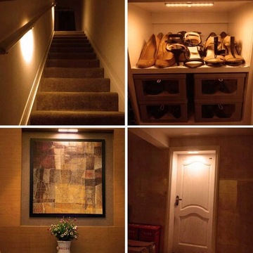 LAMPKA SAMOPRZYLEPNA Z CZUJNIKIEM RUCHU DO SZAFY LISTWA NOCNA 120x LED USB