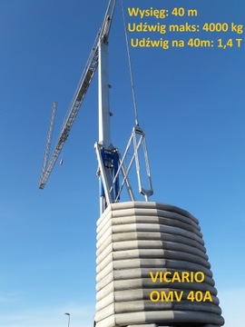 Dźwig budowlany żuraw szybkomontcy Vicario40m/1,4t