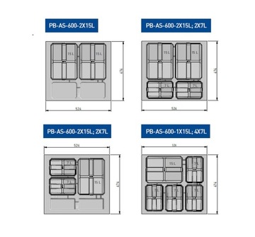 Набор мусорных баков GTV 1x15 л / 2x7 л с графеном