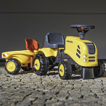 FALK Komatsu Baby Tractor Желтый с прицепом + аксессуары. от 1 года
