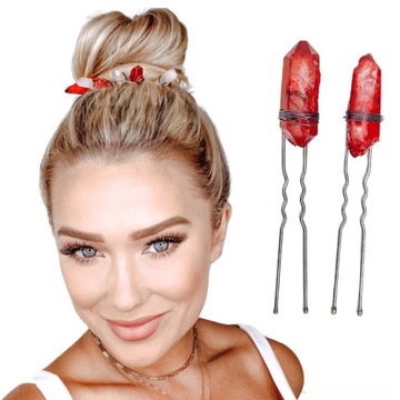 PINZ WSUWKI do włosów ozdobne do PONY-O 2 sztuki RUBY