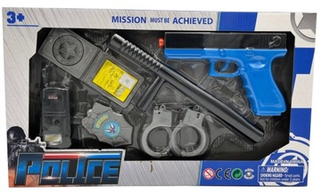 ZESTAW POLICYJNY W PUDEŁKU 50CM PISTOLET KAJDANKI