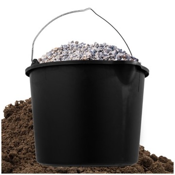 WIADRO BUDOWLANE GOSPODARCZE Z LEJKIEM CZARNE 12L