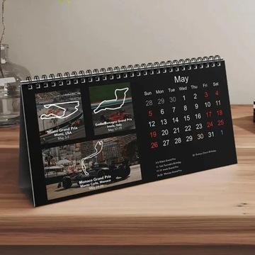 2024 F1 Race Track Desk Calendar F1 Schedule Calendar Twin-Wire Binding