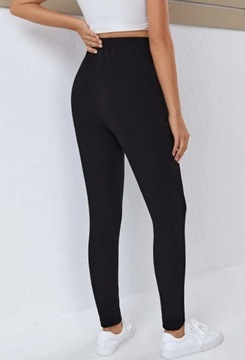 SHEIN LEGGINSY DAMSKIE CZARNE Z WIĄZANIEM 38 VBF