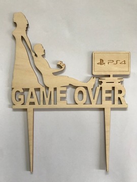 Topper toper na tort weselny dla Gracza game over Konsola