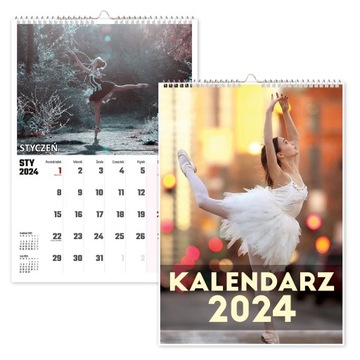 KALENDARZ ŚCIENNY NA ROK 2024 BALET BALETNICA A4