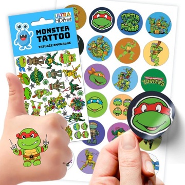 ZESTAW NAKLEJKI + TATUAŻE WOJOWNICZE ŻÓŁWIE NINJA