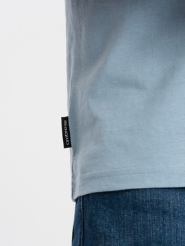 T-shirt męski klasyczny bawełniany BASIC błękitny V12 OM-TSBS-0146 M
