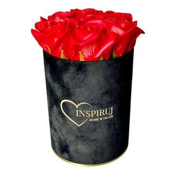 ЦВЕТОЧНАЯ КОРОБКА С МЫЛЬНЫМИ ЦВЕТАМИ ПОДАРОЧНЫЕ ЦВЕТЫ МЫЛЬНЫЕ РОЗЫ ВЕЛЮРОВАЯ КОРОБКА