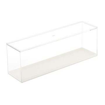 Przezroczysta gablota z możliwością układania w stosy. Przezroczyste pudełko do przechowywania. Pudełko wystawowe w kolorze białym