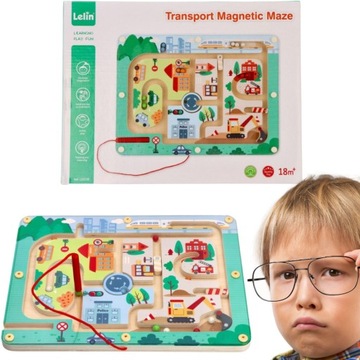 Magnetyczna zabawka labirynt Pojazdy Lelin 18m+