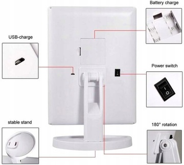 Зеркало для макияжа, косметическое зеркало со светодиодной подсветкой, 3-кратное увеличение!