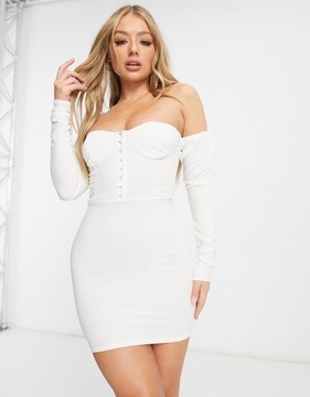 FEMME LUXE ŚMIETANKOWA SUKIENKA OFF SHOULDER (42)