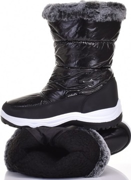 СНЕЖНЫЕ БОТИНКИ ЖЕНСКИЕ ВЫСОКИЕ С УТЕПЛЕНИЕМ, ЧЕРНЫЕ, ОДНОРОДНЫЕ