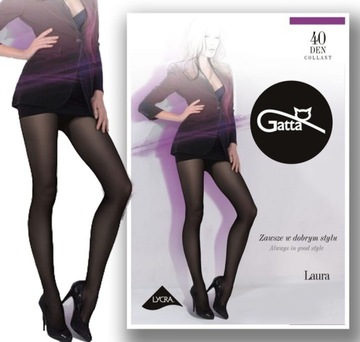 Gatta Rajstopy lycra LAURA 40 DEN czarne 2-S