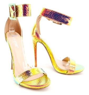 БОСОНОЖКИ ЖЕНСКИЕ НА ВЫСОКОМ КАБЛУКЕ, ОПАЛИДНОЕ ЗОЛОТО, R38