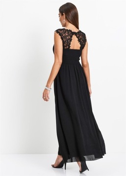 DŁUGA Z KORONKĄ 40 1G4F03 BONPRIX SUKIENKA CZARNA