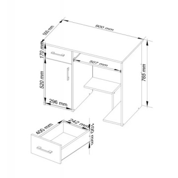 Классический компьютерный стол 90 см белый и черный