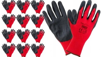 12x Rękawice robocze URGENT 1003 latex #8