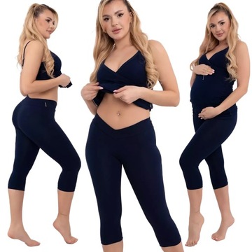 FORMOMMY LEGGINSY CIĄŻOWE GETRY SPODNIE RYBACZKI Z NISKIM STANEM M
