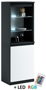 032-052 WITRYNA LED/1d + oświetlenie RGB - CZARNO / BIAŁY