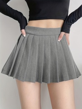 Solidna plisowana mini spódniczka, urocza spódnica Y2K na wiosnę i lato