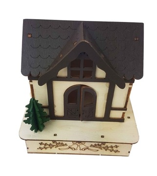 СВЕТОДИОДНЫЙ ДЕРЕВЯННЫЙ ДОМ С РОЖДЕСТВЕНСКОЙ АТМОСФЕРОЙ