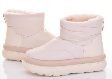 KLASYCZNE DAMSKIE ŚNIEGOWCE Z FUTERKIEM WSUWANE PLATFORMA BUTY ZIMOWE