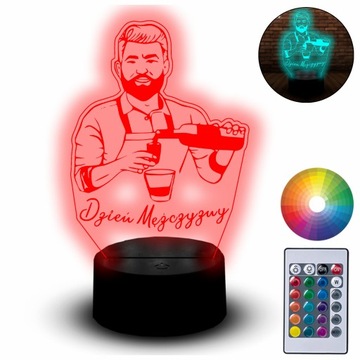 Lampka Na Biurko Statuetka Led 3D Dzień Chłopaka Mężczyzny Barman Barmana