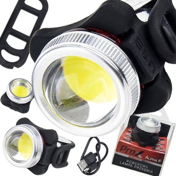 LAMPA PRZEDNIA AKUMULATOR PROX ALPHA F COB LED USB