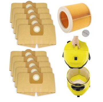 10x WORKI FILTR DO ODKURZACZA KARCHER WD3 WD2 PLUS SE4001 MV 3