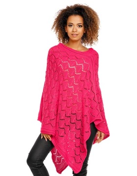 Ażurowe poncho sweter długi oversize