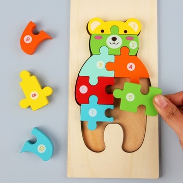 DREWNIANE LOGICZNE PUZZLE'' MIŚ''