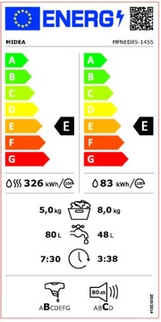 Pralko suszarka MIDEA 8/5 kg 1400 obr MFNED85-1455 E
